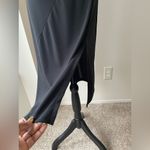 BCBG Side Slit Black Midi Dress With Knot Detail At The Waist Size L Photo 3