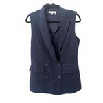 MOUSSY Cotton Linen Vest Jacket Navy Sz 2 Blue Photo 2