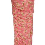 Moschino Floral Daisy Print Strapless Dress Sz 8 Pink Ruched Bodycon Photo 0