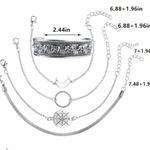 5 bohemian style bracelets silver tone antique finish crescent moon elephant Photo 2