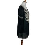 Silk Womens Dress Medium Black Embroidered Long Sleeve 100% Silk Photo 4