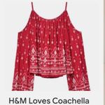 H&M Coachella x H+M off shoulder top, Small boho red bandanna print collaboration Photo 2