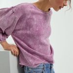 Pilcro Anthropologie Thermal Top Waffle Knit Pink/Purple Tie-Dye Washed Finish S Photo 1