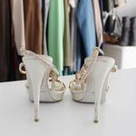 Rene Caovilla Vintage Satin Leather Crystal Embellished Stiletto Heels Size 38.5 Photo 6