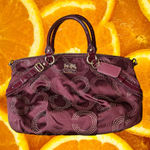 Coach Crimson Red Art Signature C Jacquard Dotted Sophia Satchel Shoulder Bag Photo 0