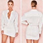 House Of CB  Nicolette Poplin Shirtdress Long Sleeve Open Front MinI Dress XS Photo 2