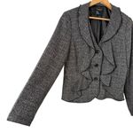Sandro Sportswear Gray Tweed Blazer Ruffle Front, Size Medium Photo 5