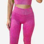 Boutique High Waist Mineral Wash Pink Seamless Gym Yoga Workout Set M/L Size M Photo 1