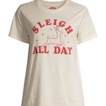 Holiday Time NEW  “Sleigh All Day” Women‘s T-Shirt size XL Ivory Photo 6