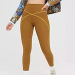 Aerie NWOT Offline By  Goals 7/8 Legging Green Hi Rise Mustard Stitch Size Small Photo 0