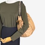 Marni Tan Leather Drawstring Tote with Woven Chain Strap Made in Italy Photo 13