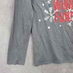 None Gray Snow Flake Christmas Holiday Oh What Fun Cozy Winter Print Top Medium Photo 4