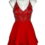 B Darlin Strappy Embellished A-Line Dress Red Junior's Size 7 Prom Hoco Photo 6