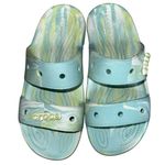 Crocs  Classic Marbled Tie Dye Two-Strap Sandals Waterproof Sz W7 / M5 blue green Photo 0