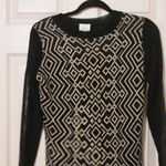 Parker Women's Black Geometric Pattern Long Sleeve Knitted Sweater Size XSmall Photo 1