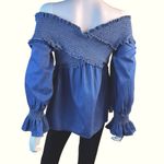 ASOS Off the Shoulder Denim Blouse Photo 6