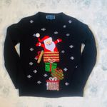 Karen Scott Womens Black Christmas sweater size Petite Medium, Christmas Party Photo 4