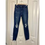 American Eagle  Dark Wash Denim Size 2 Distressed High Waisted‎ Skinny Jeans Photo 2