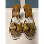 MICHAEL Michael Kors Heels Sandals Clear Lucite Wood Heel Green Size 5 Photo 1