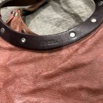 Leather Dean Bag Teardrop Round Handle Hobo Boho Two Tone Hippie Western Medium Brown Photo 4