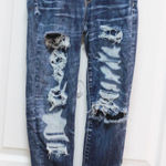 American Eagle ‎ Distressed Ripped Stretch Jeggings Dark Wash Denim Size 4 Photo 0