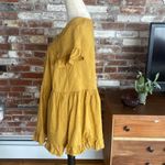 Free People Mustard Yellow Ruffle Trim Short Linen and Cotton Mini Dress Photo 4