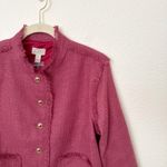 LOGO By Lori Goldstein [LOGO Lori Goldstein] Pink Tweed Gold Button Front Fray Hem Lady Jacket Size XS Photo 9