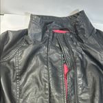Black Faux Leather Jacket with Pink Lining Size L Photo 4