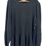 Goodthreads Black Knit Crew Neck Sweater XXL Women Bell Sleeve Ruffle Hem‎ NWT Photo 0
