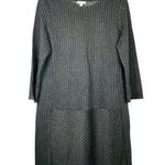 J. Jill Ponte Pinstripe Drop‎ Waist Dress Gray 3/4 Sleeve Women Size Medium Photo 0