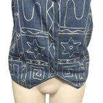 Vintage Agapo Collection Denim Embroidered Vest Medium Western Boho Cotton Blue Photo 2