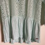 Hollister  Light Green Sheer Lace Yoke 3/4 Sleeve Shirt Photo 6