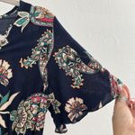 Kindred  Anthropologie Maxi Dress Paisley Smocked Waist MEDIUM Navy Blue NWOT Photo 3