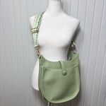 ah+dorned Vegan Leather Messenger Bag with Adjustable Guitar Strap Green Photo 2
