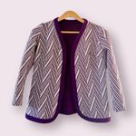 Vintage Woven Quilt Knit Suit Dress Jacket Blazer, Purple & White Print sz. M Size M Photo 14