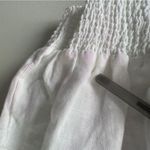 Joie  100% Linen White Smocked Waist Tank Top Sleeveless lace straps button side Photo 6