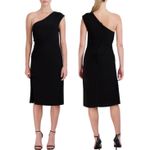 Laundry by Shelli Segal New One Shoulder Side Slit Gathered Dress Black Size 8 Photo 3