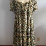 Mac Duggal Multicolor Short Sleeve Micro Ruffle Tea Length Dress- Size 16 NWT Photo 3