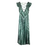 Lulus  Exceptional Drama Sage Green Satin Lace-Up Pleated Maxi Dress Photo 1