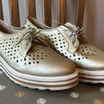 Vincenza | Gold Metallic Vented Tie Platform Sneakers Size 9 Photo 0