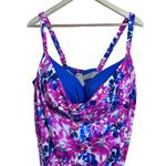 Swimsuits For All Womens Plus Size 44D Purple Blue Floral Tankini Swimsuit Top Photo 1