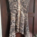 Alberto Makali Women Leopard Print Open Knit Nubby Tunic Top Handkerchief Medium Photo 1