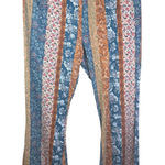 Earthbound Trading Co XL Floral Paisley Flare Leggings Boho Retro Pants Bell Blue Size 1X Photo 0