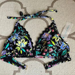 Coastal Blue  black floral bikini halter top Photo 3