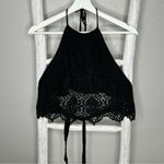 Casting LA Black Lace Halter Top‎ Crochet Tie Back Crop Top Blouse Med. Photo 1