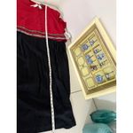 Vtg 80s Women's Red Black Tapestry Trim Button Long Maxi Dress 28 Holiday NWT Photo 7