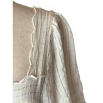Rails  Ivory Metallic Strip Square Neck Flutter Sleeve Savon‎ Popover Blouse S Photo 5
