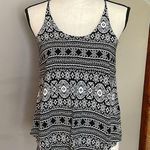 Iz Byer  Black White High Neck Patterned Tank Top Extra Small Photo 0