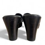American Vintage 90'S‎ VTG. BLACK LEATHER CHUNKY HILLARD & HANSEN WEDGE SANDALS SIZE 8. Photo 5