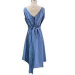 Ann Taylor 100% Silk Dress Carolina Blue Sz 8 NWOT Wide Self Belt Full Skirt Photo 2